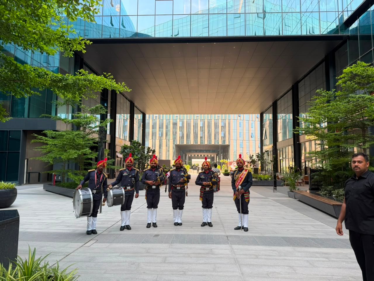 Bagpiper band performance